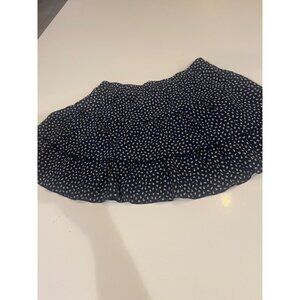 Brandy Melville Navy Floral Tiered Mini Skirt Elastic Waist Lightweight Casual W